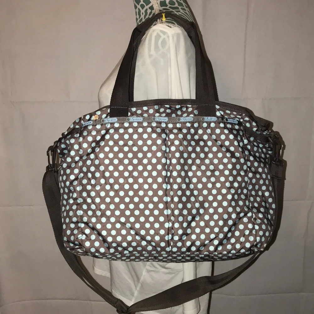 LeSportsac Brand Polka Dot Brown & Baby Blue Bag Purse